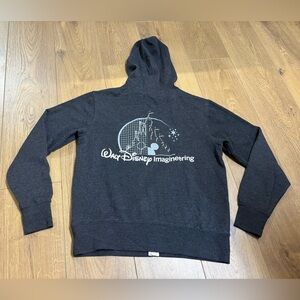RARE Walt Disney Imagineering Embroidered Zip Up Hoodie Sweatshirt Medium Grey